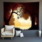 Lofaris Autumn Reed Mountain Forest Lake Landscape Wall Tapestry